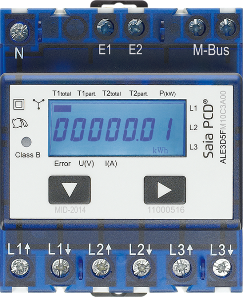 ALE3D5FM10C3A00:400V/65A UIP LCD Mbus Saia PCD(R)Energiezäh. MID-Zul.geeicht