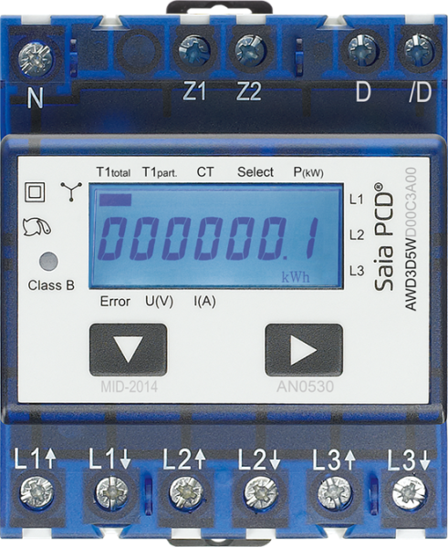 AWD3D5W10ND3A00:400V/6000A LCD Saia PCD(R)Wandlerzähler MID-Zul.geeicht